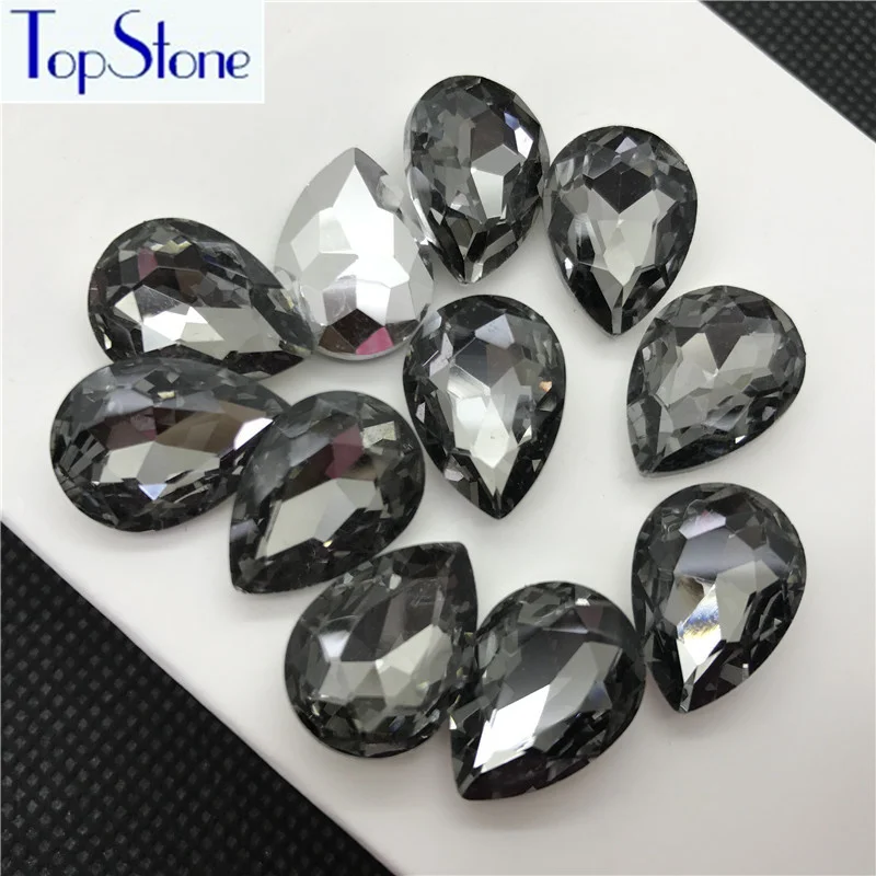 

Clear Grey TEARDROP Glass Crystal POINTED BACK Rhinestones 5x8,6x10,8x13,10x14,13x18,18x25,20x30,30x40mm Dress Drop stone