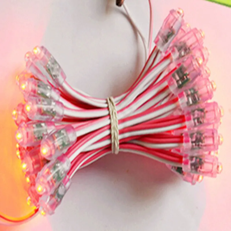 

50pcs/lot Single Color Red 9mm LED Pixel Light DC5V Waterproof IP68 LED Advertising Sign Board Pixel String