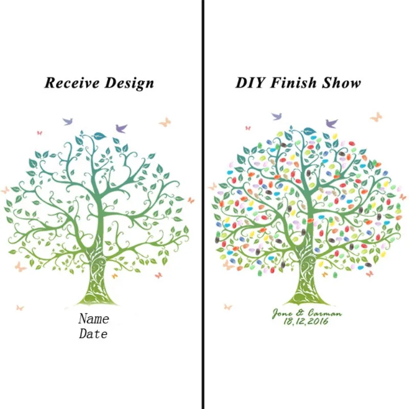 Отпечаток пальца подписи холст Рисование воздушный шар дерево свадебный подарок персонализировать Свадебные украшения DIY Гостевая книга - Цвет: SZ 003