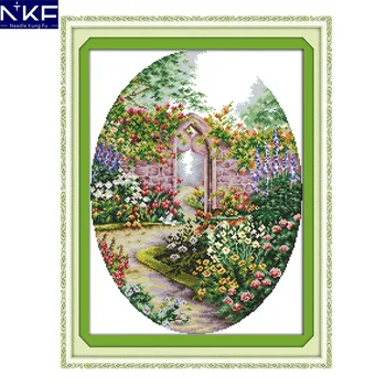 

NKF Garden Cross Stitching DIY Kits Needlework Cross Stitch Kits Embroidery Flower Paintings Cross-stitch for Home Decor