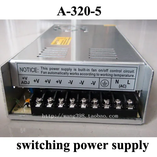 

Switching Power Supply A-320-5 Single Output 320W 5V 60A for LED Display Embroidery Engraver Printer Plasma CNC Router Kits