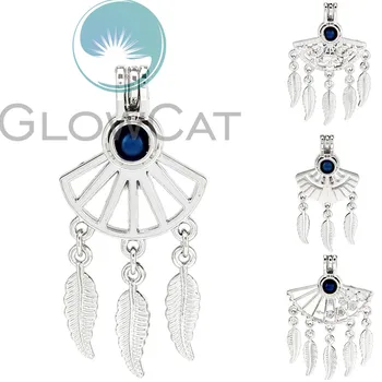 

20X Mixed Boho Filigree Fan Shape Leaf Tassel Beads Cage Essential Oil Diffuser Pearl Cage Locket Pendant