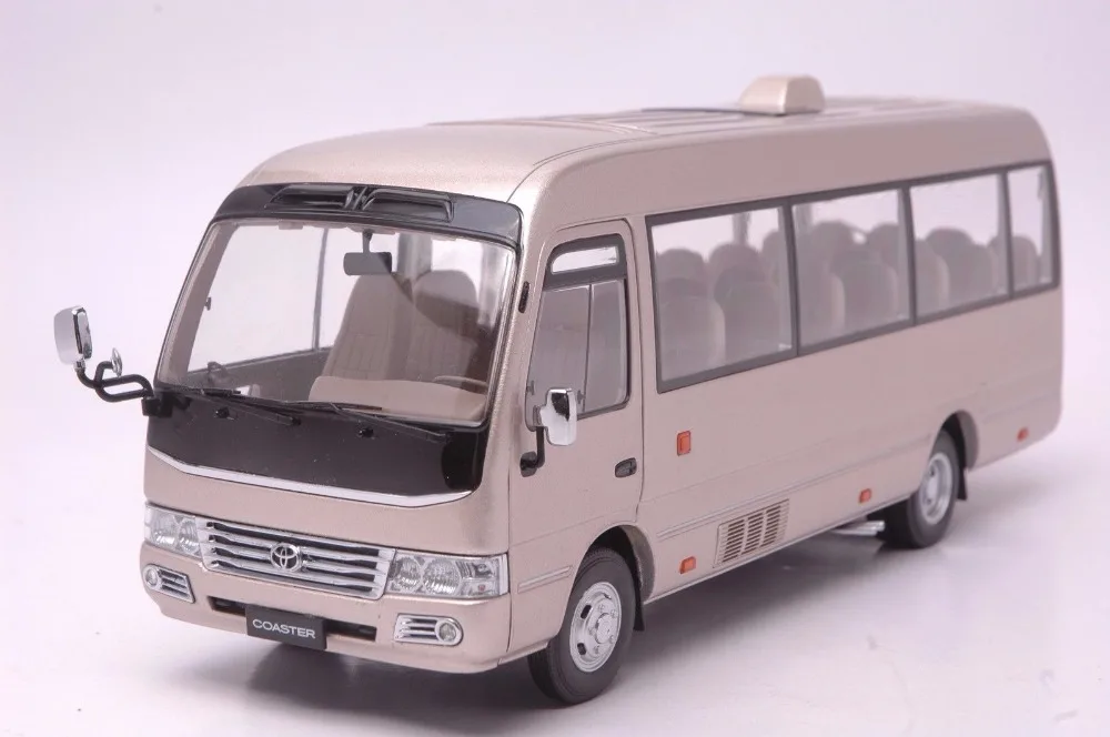 124 Diecast Model for Toyota Coaster Gold Bus Alloy Toy Car Miniature