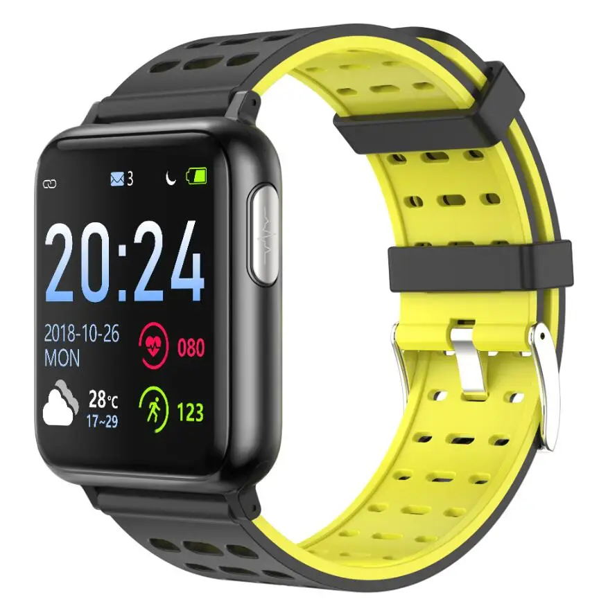 Vwar V5 ЭКГ PPG SPO2 Смарт-часы кровяное давление кислородный спортивный браслет монитор сердечного ритма для мужчин и женщин Смарт-часы для android IOS Xiaomi - Цвет: Sport Yellow