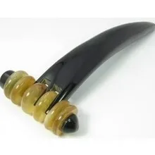 Большой 16-18 см натуральный черный рожок буйвола гуаша ролики для массажа ног Скрап Акупунктура массажер для лица