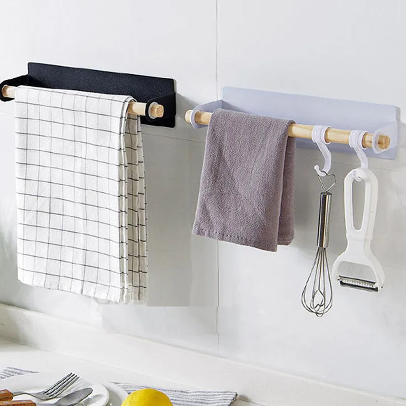 Кухонный самоклеящийся держатель для рулона бумаги, вешалка для хранения полотенец, тканевая вешалка на шкаф, подвесная полка для ванной комнаты, съемная, легкая установка