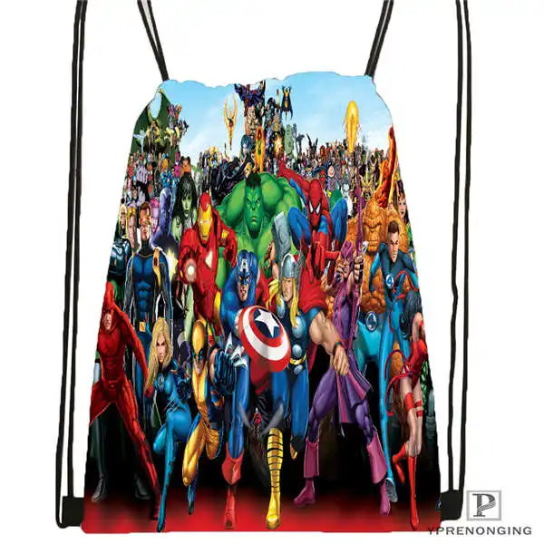 Пользовательские marvel_character_group Drawstring сумка-рюкзак милый рюкзак детский Ранец(черный назад) 31x40 см#2018612-01-18 - Цвет: Drawstring Backpack