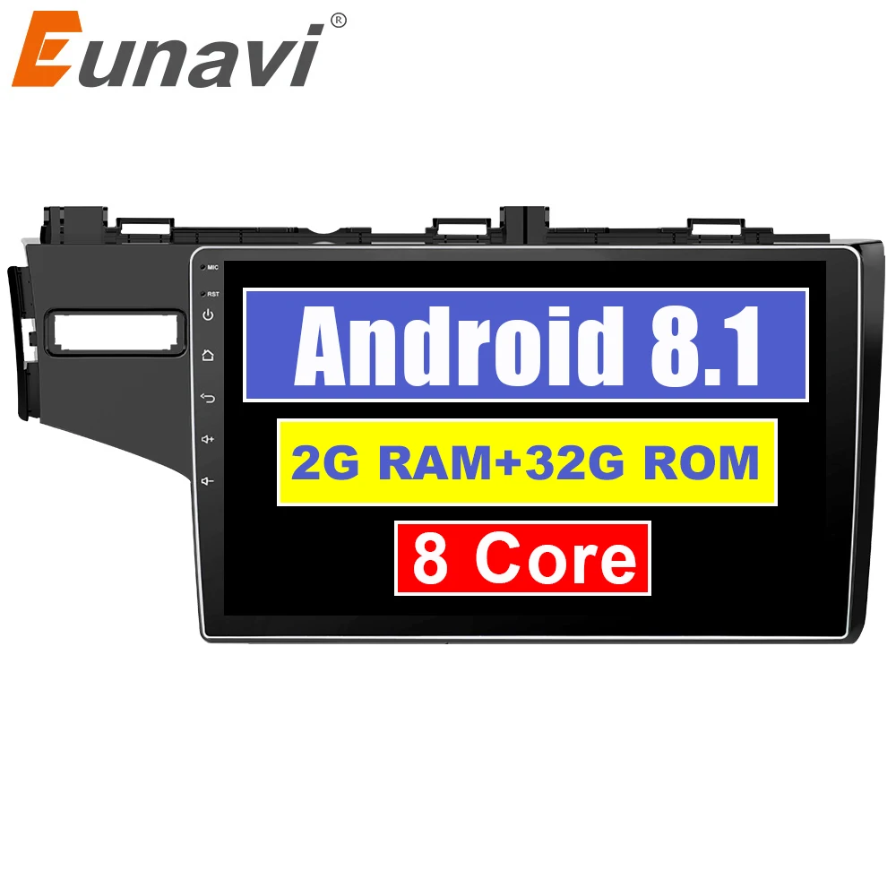 Eunavi 10 1 &quotAndroid 8 2 DIN Авто Стерео для 2014 2015 Honda Jazz Fit Drive радио GPS Мультимедийный