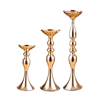 

Gold Candle Holders Flower Vase Candlestick Wedding Decoration Table Centerpiece Flower Rack Road Lead Home Decoration