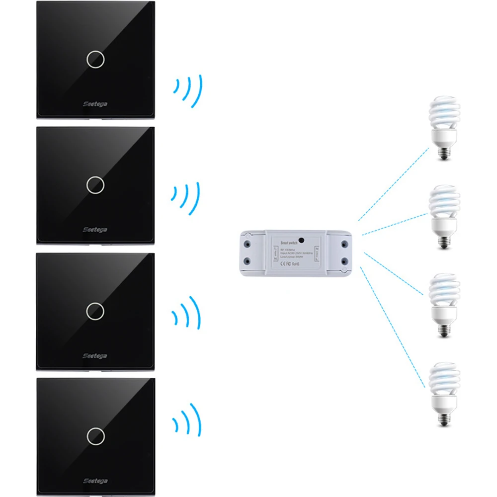 

Touch Switch Smart Light Switch Panel Wall interruptor 1/2/3/4 Gang wifi light switch US/EU Standard Work with Alexa Google Home