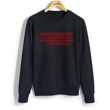 STRANGER THINGS Black Hoodies Women Autumn Winter Letter Pritned Crewneck Sweatshirts Long Sleeve Casual Hoody Tops