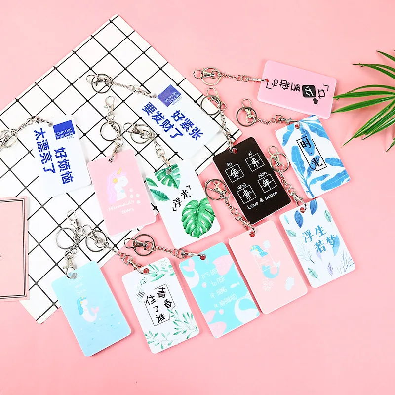 

Mermaid Business Card Holder Case Women Credit Card Cover for Worker Student Cute Cartoon Acrylic Keychain ID Badge Card Case