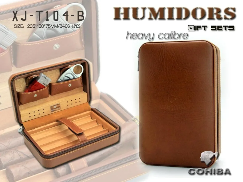 Хьюмидор для сигар Cohiba коробка кожаная сигара дорожный костюм с высококлассной прямой зажигалкой сигарный нож порт Куба Испания