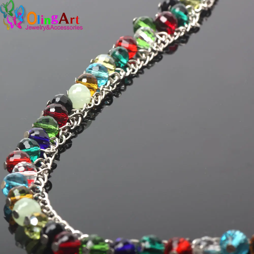 

OlingArt 8MM Multicolor mixed Crystal glass Earth Beads 70pcs 96 faceted Bead DIY Bracelet choker necklace jewelry making