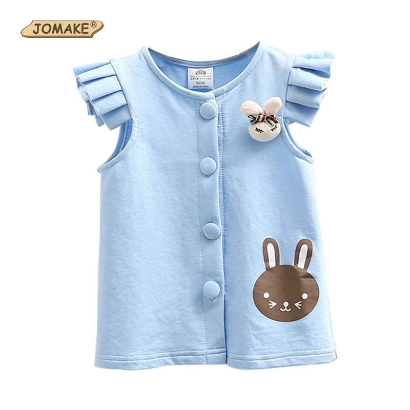 Cartoon Rabbit Baby Vest Cute Pleated Sleeveless Kids Waistcoat O Neck