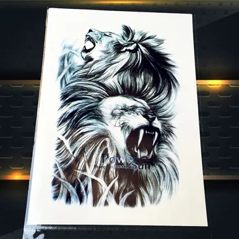 

1PC 3D Lion King Fake Waterproof Tattoo Stickers, Lions Monster Men Body Art Arm Sleeve Tatooo, Cool Beast Pattern Flash Tattoo