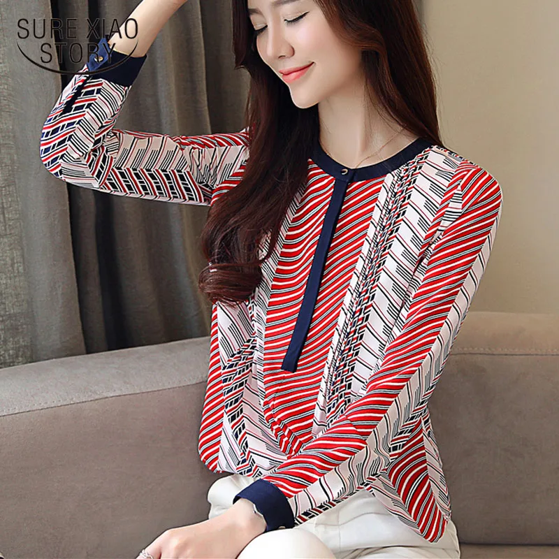 

Fashion Spring 2019 Long Sleeve Chiffon Blouse Shirt Striped loose Woman Blouses OL Women Tops Feminina Blusa clothes 1141 40