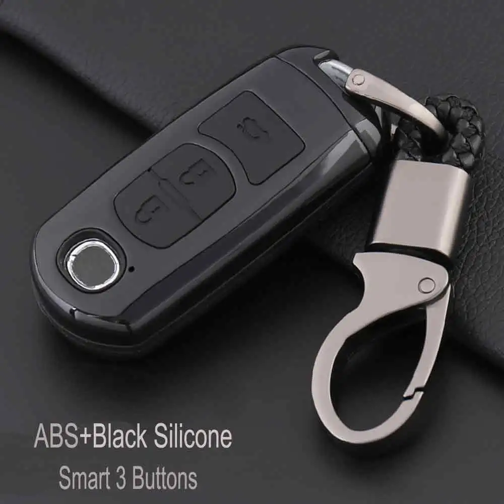 Горячая Распродажа ключ ключница брелок для ключей для Mazda 2, 3, 5, 6, 8, CX4 CX5 CX7 CX9 Atenza Smart 3 кнопки чехол для дистанционного ключа от машины стайлинга автомобилей - Color Name: ABS-Black