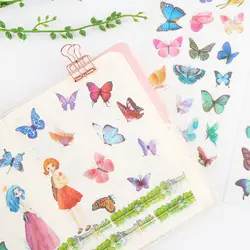6 шт./компл. Блестящая лента карты kawaii милые бабочки стикеры Творческий Студент Ручной книга декоративные