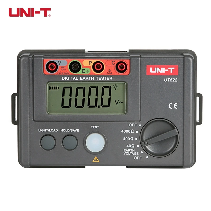 

UNI-T UT522 Digital Earth Ground Resistance Tester 0-400V 0-4000 ohm Lightning Rod Lightning Detector Low Tester
