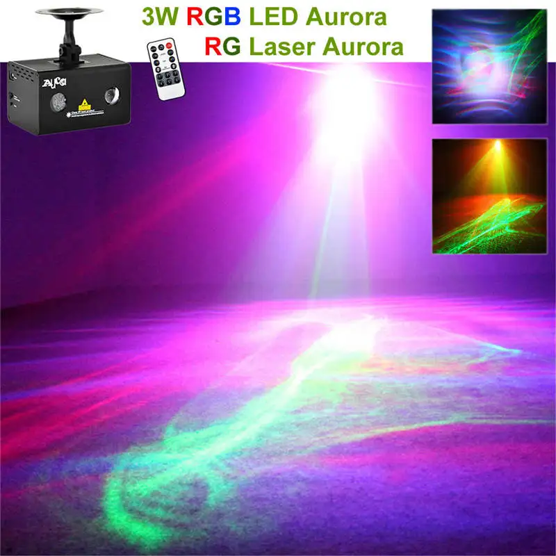 

AUCD Mini Remote Red Green Laser Light Mixed Aurora RGB LED Stage Lighting Party Disco Show DJ Home Wedding Effect Lighting