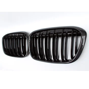

Kidney Grille For BMW X1 F48 5-Door Hatchback 2015 2016 Grill MeshF48 Carbon fiber material Dual Slat Front Bumper Grills