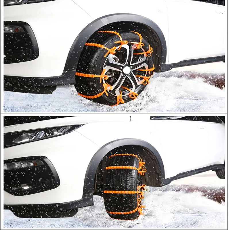 10PCS/Set Winter Anti-skid Snow Tire Chains Wheel Tyre 145-295mm Thickened Roadway Safety for Universal Car Saloon SUV Offroad