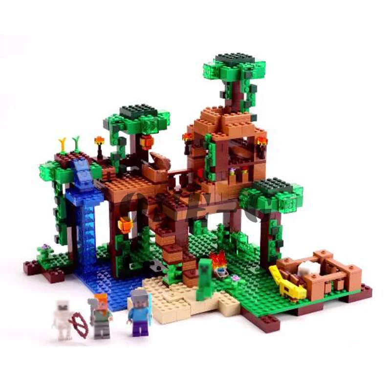 

Compatible with My worlds Minecraft 21125 Building blocks 18003 562pcs Bricks Jungle Tree House figures toys for children