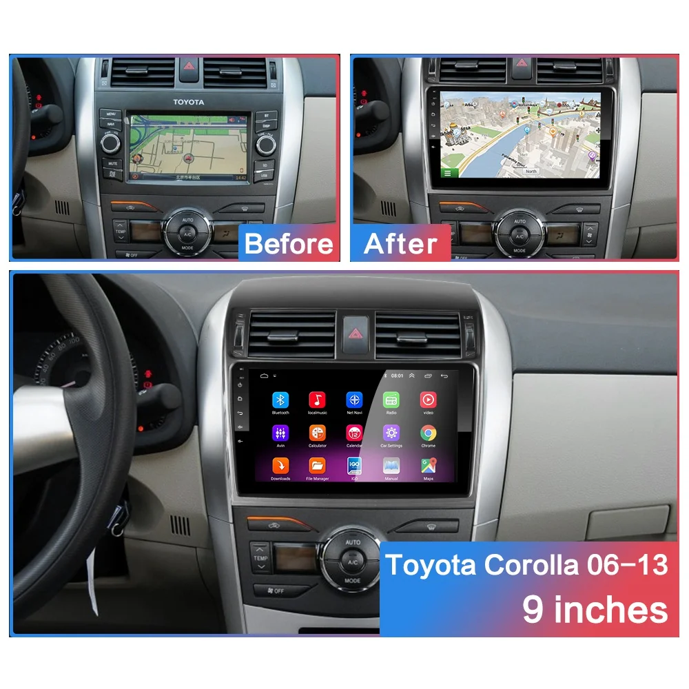 2G+ 32G " 2din Android 8,1 GO автомобильный dvd-плеер для Toyota Corolla E140/150 2006-2013 автомобильный Радио gps навигация wifi плеер