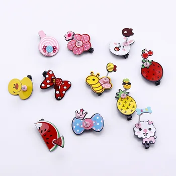 

11pcs/lot Children Hair Clips cute Cartoon Bow flower Hairpins Kids Girls Fruit Flowers Hairgrips Headwear Hair Accessories