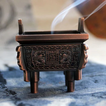 

YXYi Retro Incense Burners Creative Home Decor Mini Bronze Tripod Stick Incense Holder Buddhist Alloy Censer + Copper Gourd