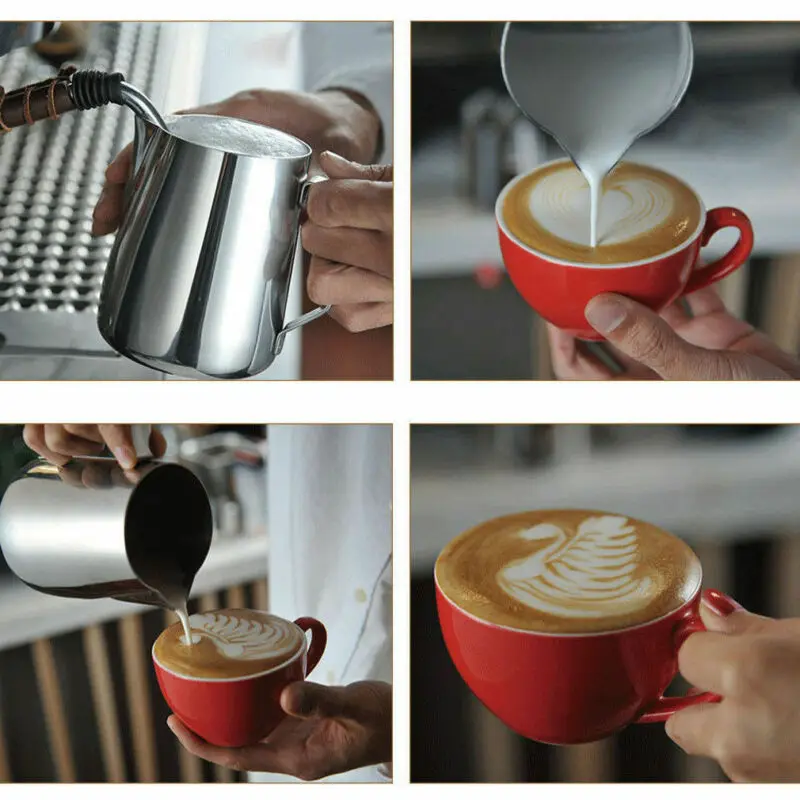 1pcs Stainless Steel Espresso Milk Coffee Cup Mugs Thermo Latte Art Pull Flower Cup Cappuccino Coffee Tools Cups150-600ml