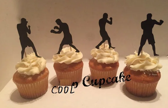 Boxing Silhouette Cupcake Toppers Food Picks Bridal Shower