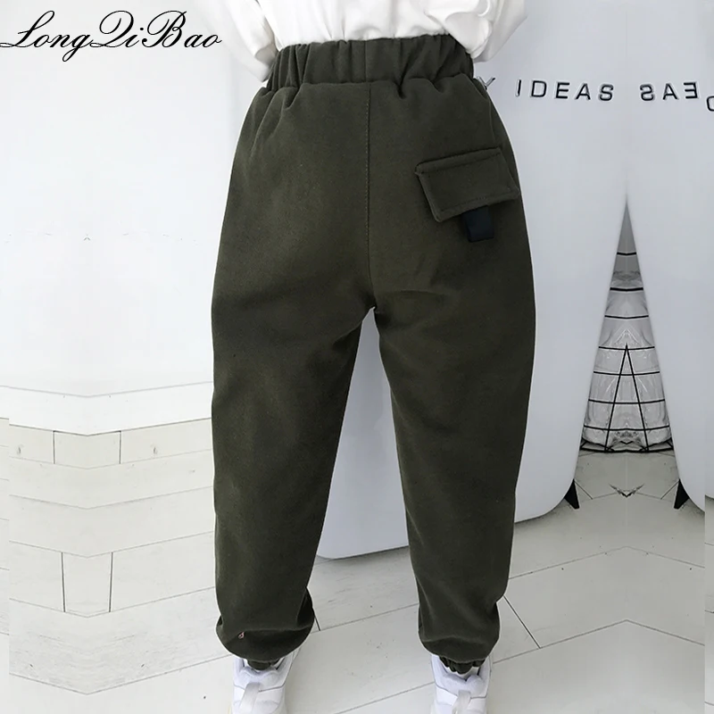 

Baby girl plus velvet tooling pants 2018 autumn and winter new Korean version of the big boy loose straight casual pants handsom