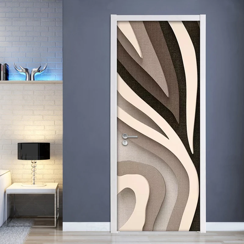 3D стикер на дверь s модный полосатый декор для гостиной спальни домашний Декор ПВХ самоклеющиеся водонепроницаемые креативные наклейки на дверь настенные наклейки
