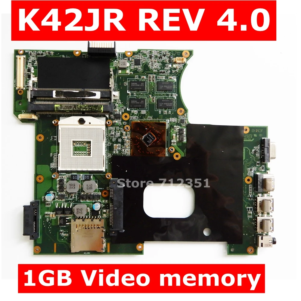 

K42JR 1GB Video memory Mainboard REV 4.0 For ASUS A42J X42J K42J K42JR K42JK K42JE K42JZ K42JY Laptop motherboard Test 100% OK