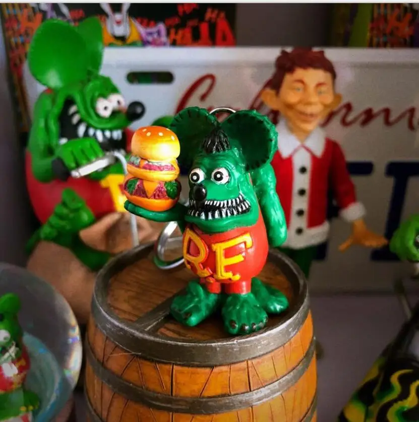 

In New Seal PVC Box Cartoon Rat Fink KeyChains Collection of Toy and Doll Gifts 5cm