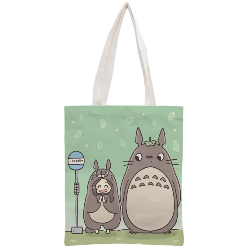 Сумка Totoro на заказ, многоразовая сумка, сумка через плечо, складная сумка из хлопка и холста, сумки для покупок, Настраиваемые на ваш образ - Цвет: 12