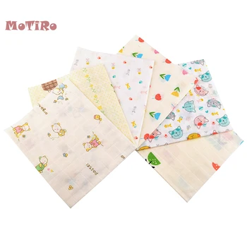 

MoTiRo,6pcs/Lot,Cotton Double Layer Plain Gauze Fabric For Quilt/Sewing Baby Bath Towel,Underware,Diapers,Bibs Cartoon Material
