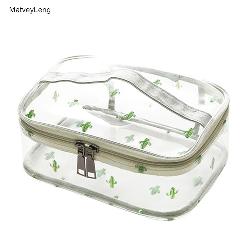

Fashion Cosmetic Bag Transparent Wash Bag Size Portable Cosmetic Storage Bag Large-capacity Multifunctional Simple Cosmetic Bag