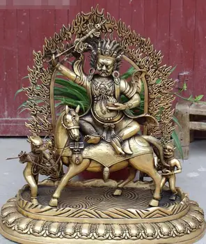

SHUN 24" Tibet Buddhism Bronze Palden Lhamo Ride Horse Hold Weapon Buddha Statue