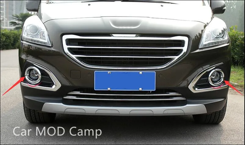 

For Peugeot 3008 2013 2014 2015 ABS Chrome Front Fog Light Fog Lamp Cover Trim 2pcs Car Styling accessories!