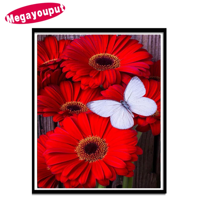 

Megayouput 5D DIY Diamond Painting Cross Stitch Diamond Embroidery round Butterfly flowers Picture Diamond Mosaic pattern gift