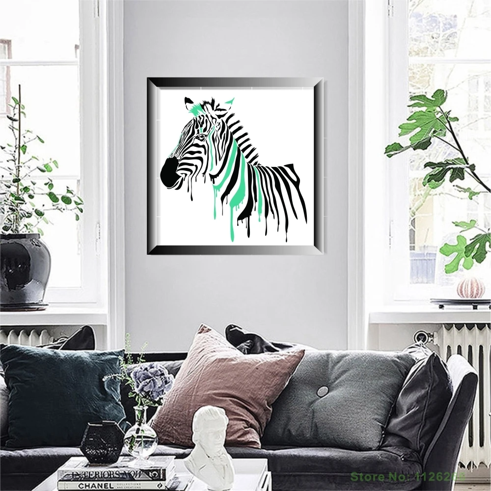Toko Online Abstrak Zebra Dekoratif Kanvas Lukisan Dinding Gambar