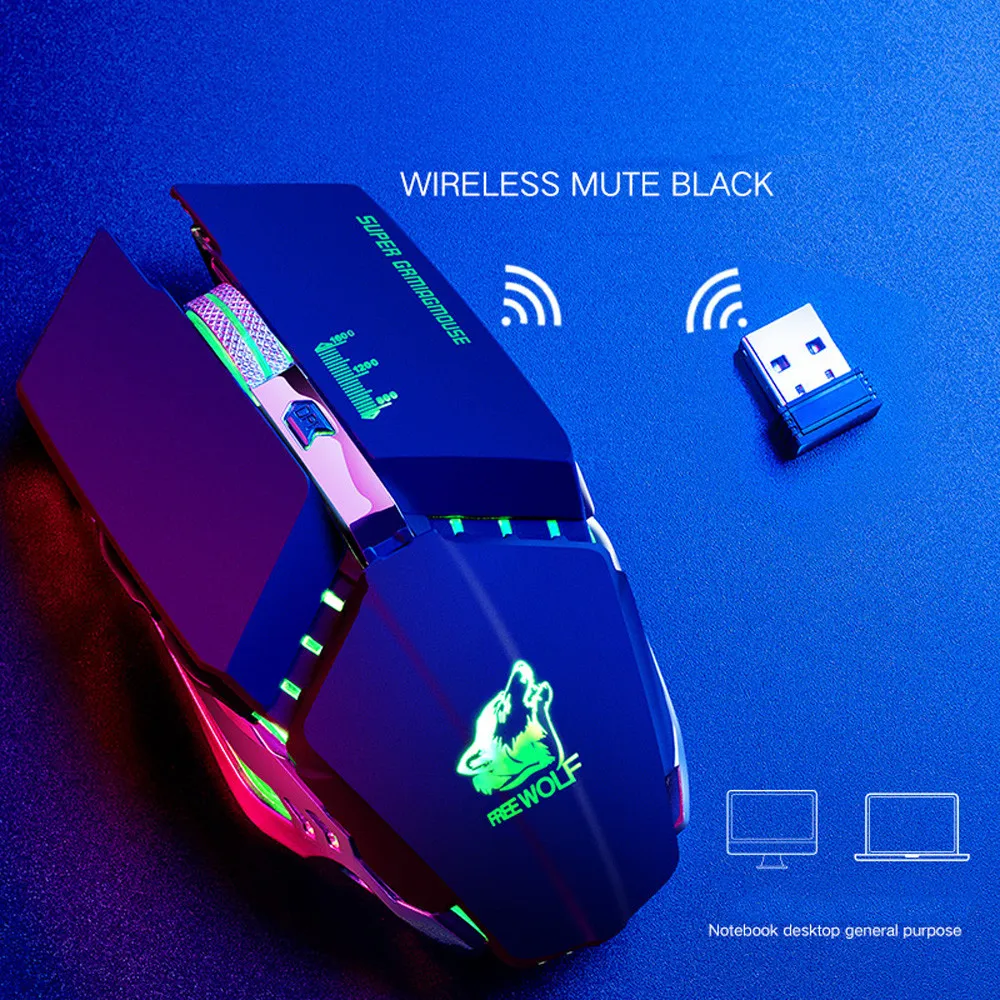 Мышь Raton 2,4 GHz, беспроводная, светодиодный, бесшумная, перезаряжаемая, USB, игровая компьютерная мышь для ноутбука, sem fio inalambrico, 18Nov26