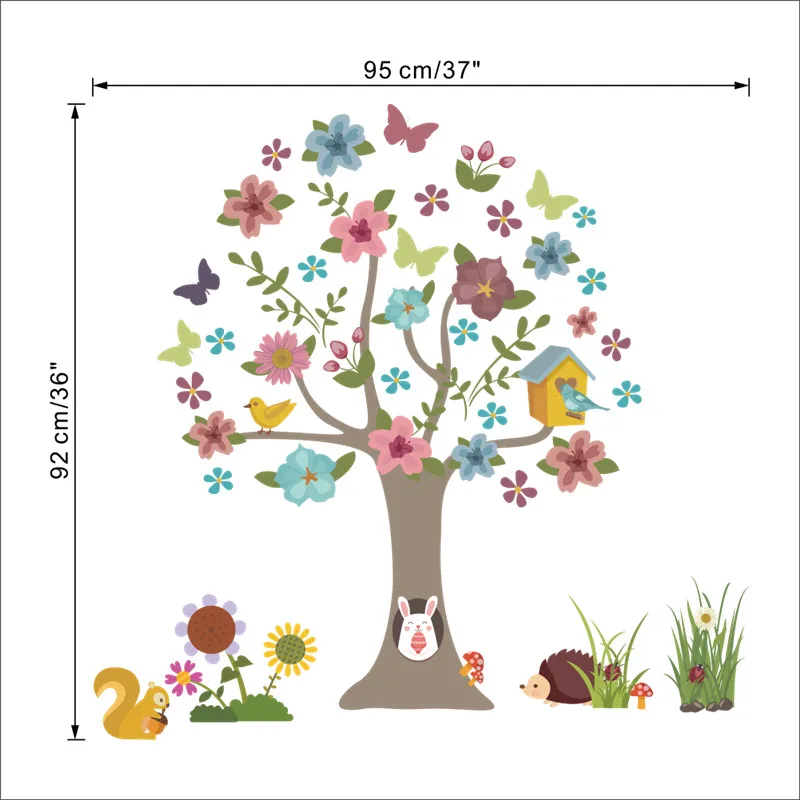 Лес Дерево Цветок Бабочка Животные настенные наклейки Фреска художественные наклейки для дома дети гостиная спальня декор свадебное украшение