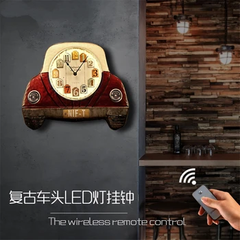 

Retro Car Head LED Clock Mute Night Lights Children's Room Pendant Wall Night Lamps Decoration Bedroom Hanging Lighting Fixtures