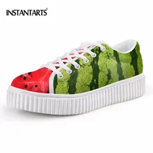 Instantarts Для женщин повседневные туфли на плоской подошве обувь на платформе 3D фруктовые принты Для женщин Кружево-Up Туфли на толстой мягкой подошве для отдыха на низком Стиль Обувь для подростков