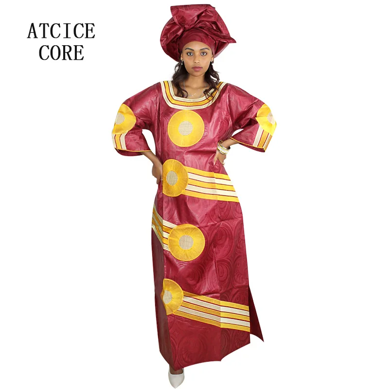 Африканские платья для женщин Модный традиционный дизайн хлопок африканский бассейн riche вышитый дизайн длинное dressLA088