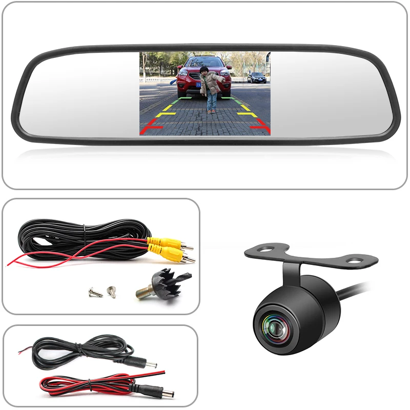 GreenYi 4,3 дюймов TFT lcd Зеркало заднего вида для камеры заднего вида CCD Видео Авто помощь при парковке Реверсивный автомобиль-Стайлинг - Цвет: Monitor E300
